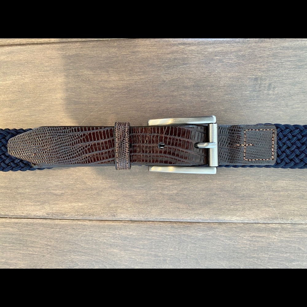 Blue Braided Belt with Brown Snakeskin Buckle - Picture 6 of 7